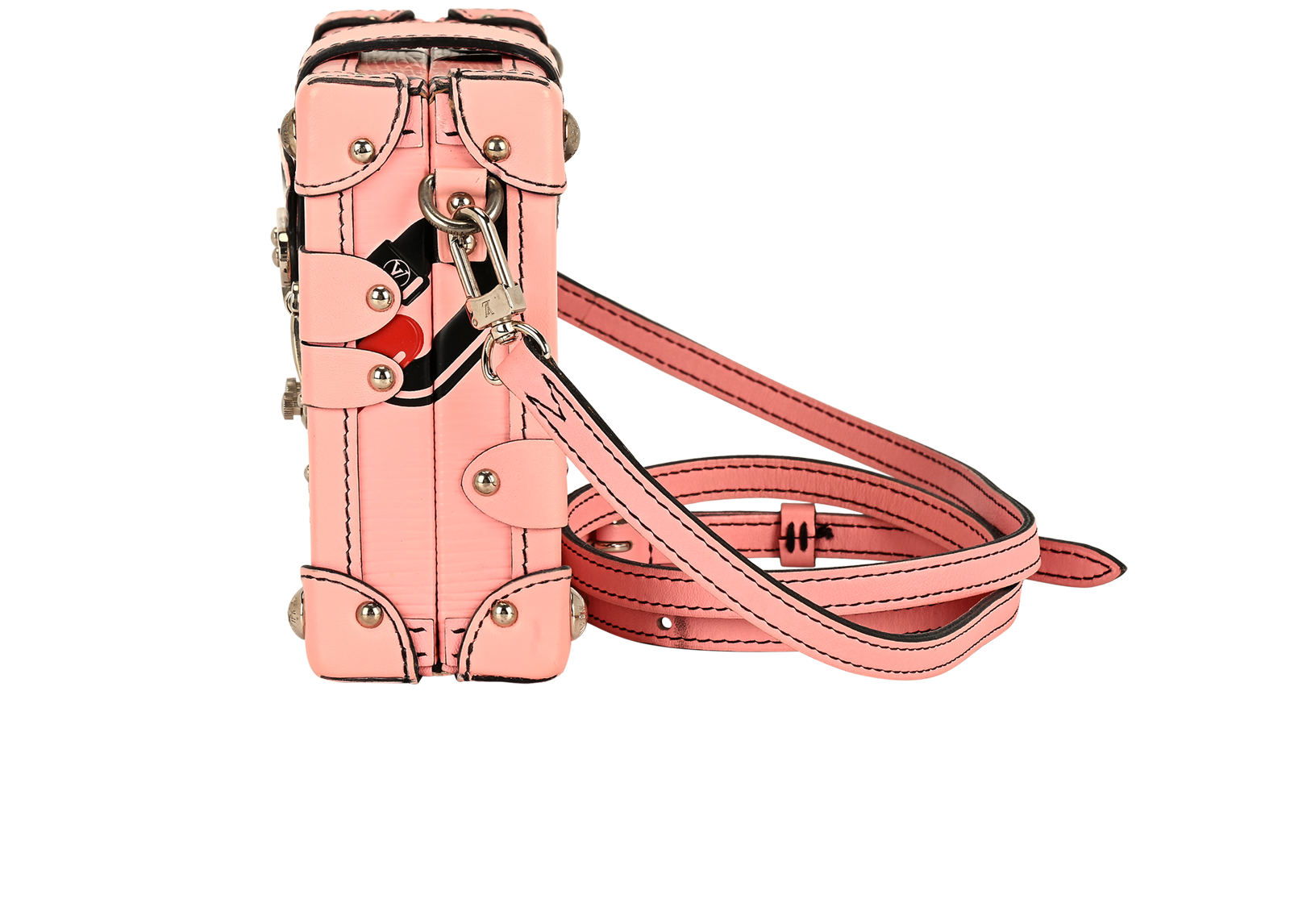 Petite Malle, &pound;2,100, Handbags, Black/Pink, Canvas/Leather, Bottom view